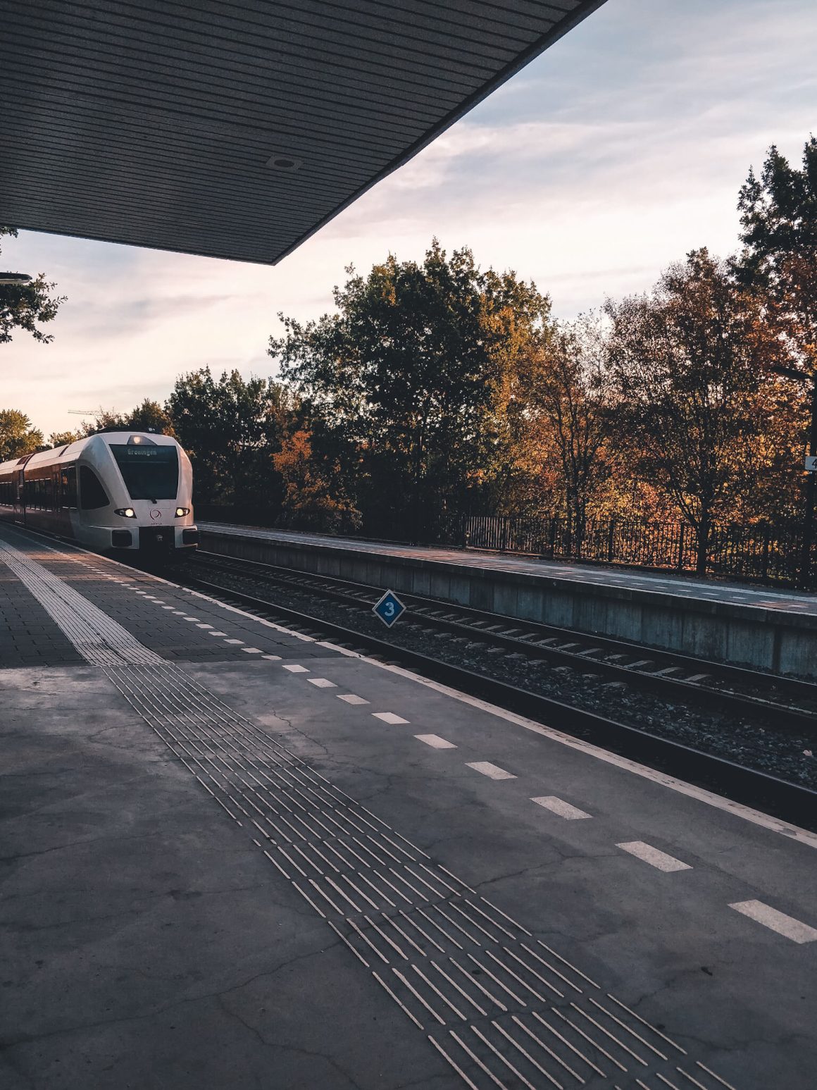 Train in Groningen by sunrise